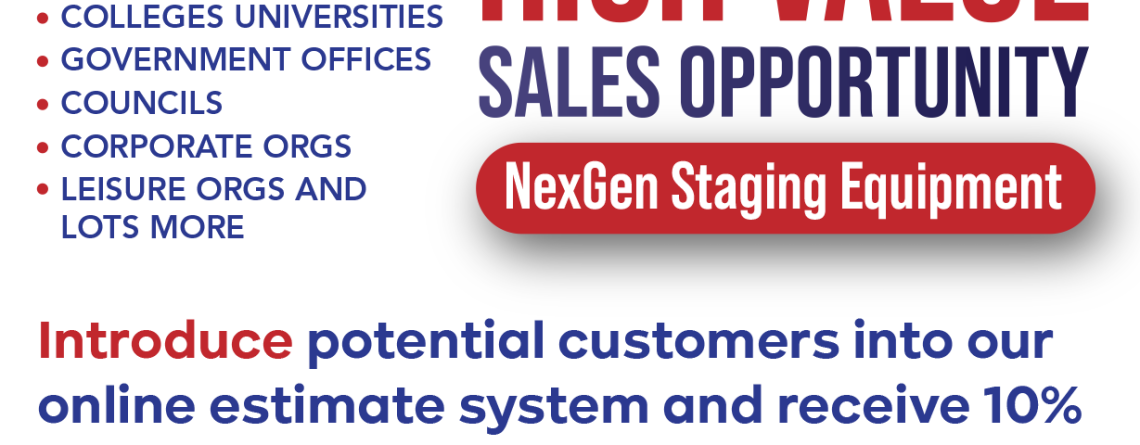 Sales agents Earn 10% commission selling portable staging products