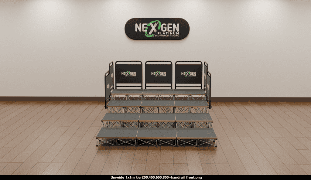 Choir seating bank with safety rails