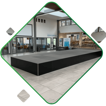 Stage catwalk with hard fascia valance