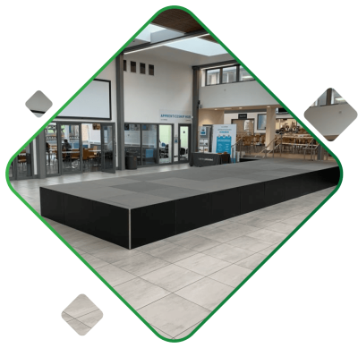 Stage catwalk with hard fascia valance