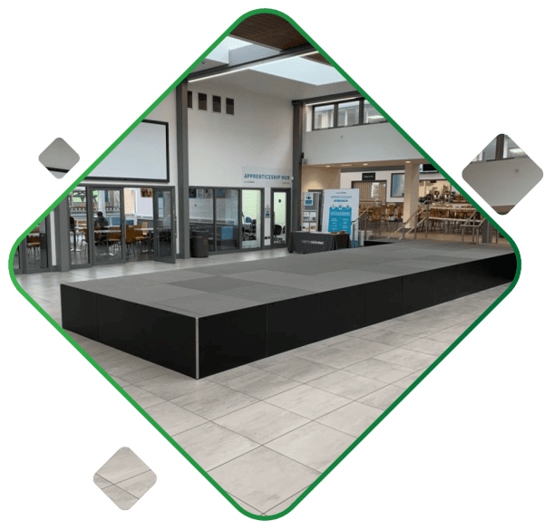 Stage catwalk with hard fascia valance