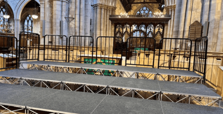 Choir Stage Tiers at Melton Mowbray church supplied by NexGen Staging Sheffield