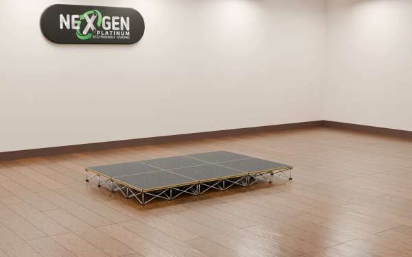 3mx2m_200high_side - NexGen Portable Staging & Dancefloors NexGen SteelCity Modules - (3×2m Stage Package) Choose Any Surface and any height combo. A medium‑sized, professional staging solution with magnetic simplicity and Sheffield‑engineered strength. Fast magnetic assembly: Six super‑fast magnetic connection deck panel modules — no locks, no tools, no fuss. Package contents: (6) 1×1m SteelCity deck platforms with risers at your choice of 3mx2m_200high