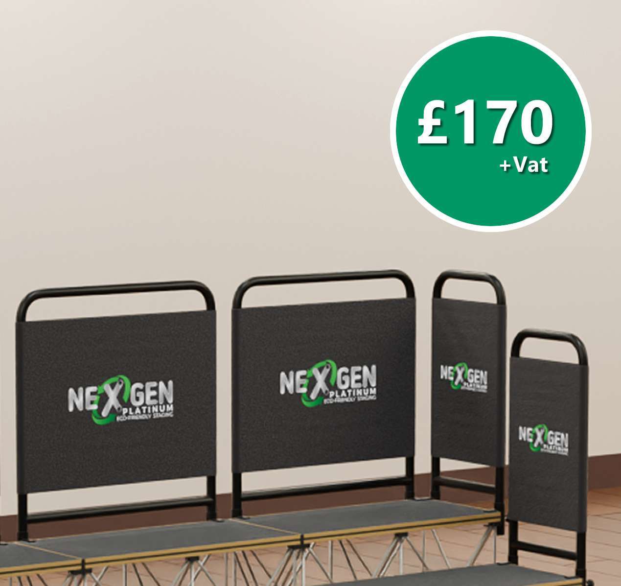 NexGen SteelCity Modules - (3×2m Stage Package) Choose Any Surface and any height combo. A medium‑sized, professional staging solution with magnetic simplicity and Sheffield‑engineered strength. Fast magnetic assembly: Six super‑fast magnetic connection deck panel modules  — no locks, no tools, no fuss. Package contents: (6) 1×1m SteelCity deck platforms with risers at your choice of NexGen SteelCity Modules - (3×2m Stage Package) Choose Any Surface and any height combo. A medium‑sized, professional staging solution with magnetic simplicity and Sheffield‑engineered strength. Fast magnetic assembly: Six super‑fast magnetic connection deck panel modules  — no locks, no tools, no fuss. Package contents: (6) 1×1m SteelCity deck platforms with risers at your choice of