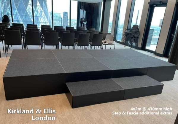 NexGen SteelCity Modules - (4×2m Stage Package) Choose Any Surface and any height combo. A medium‑sized, professional staging solution with magnetic simplicity and Sheffield‑engineered strength. Fast magnetic assembly: 8 super‑fast magnetic connection deck panel modules  — no locks, no tools, no fuss. Package contents: (8) 1×1m SteelCity deck platforms with risers at your choice of 4x2m staging package